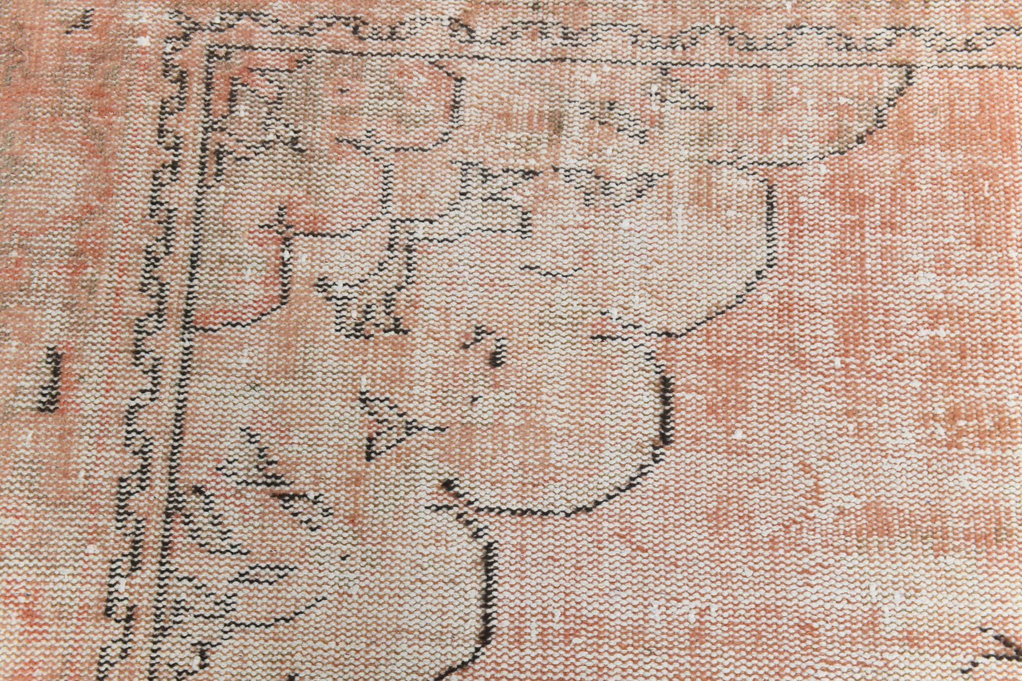 Blush Pink Muted Turkish Vintage Handmade Wool Carpet Rug, 191x316 Cm