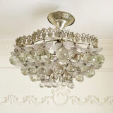 Plafonnier vintage en cristal décoré de feuilles et de grappes – Espagne année