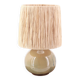 Lampe en céramique beige, abat jour en raphia, années 70