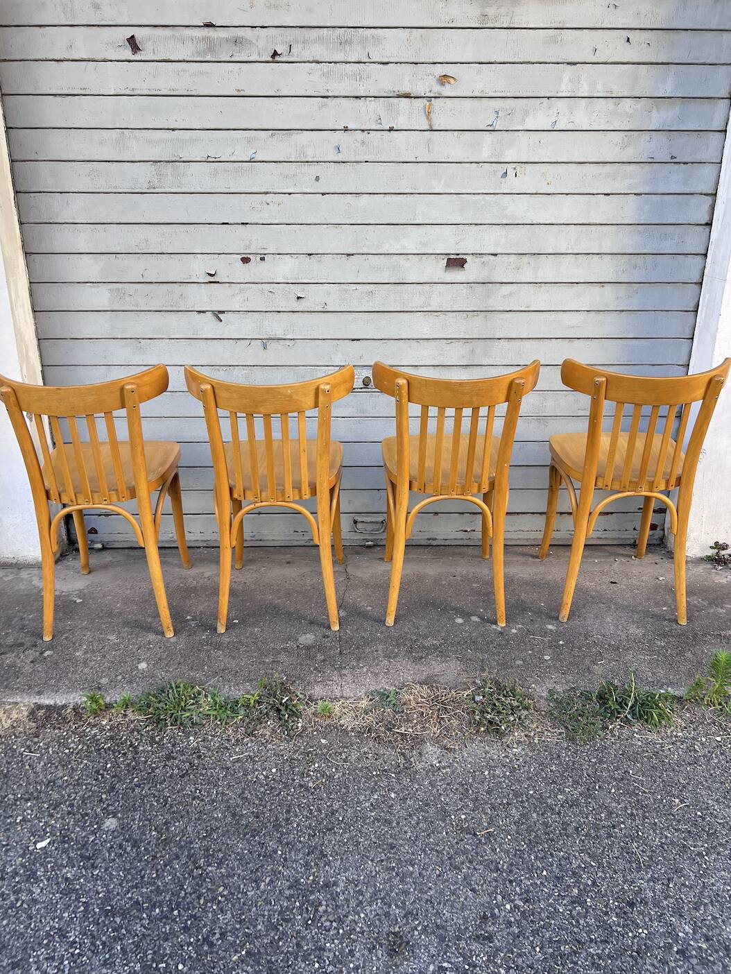 (Lot) 4 Bistro Chairs Light Oak