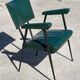 Rare green leatherette armchair, by "Colette Gueden", designer from the 1950s