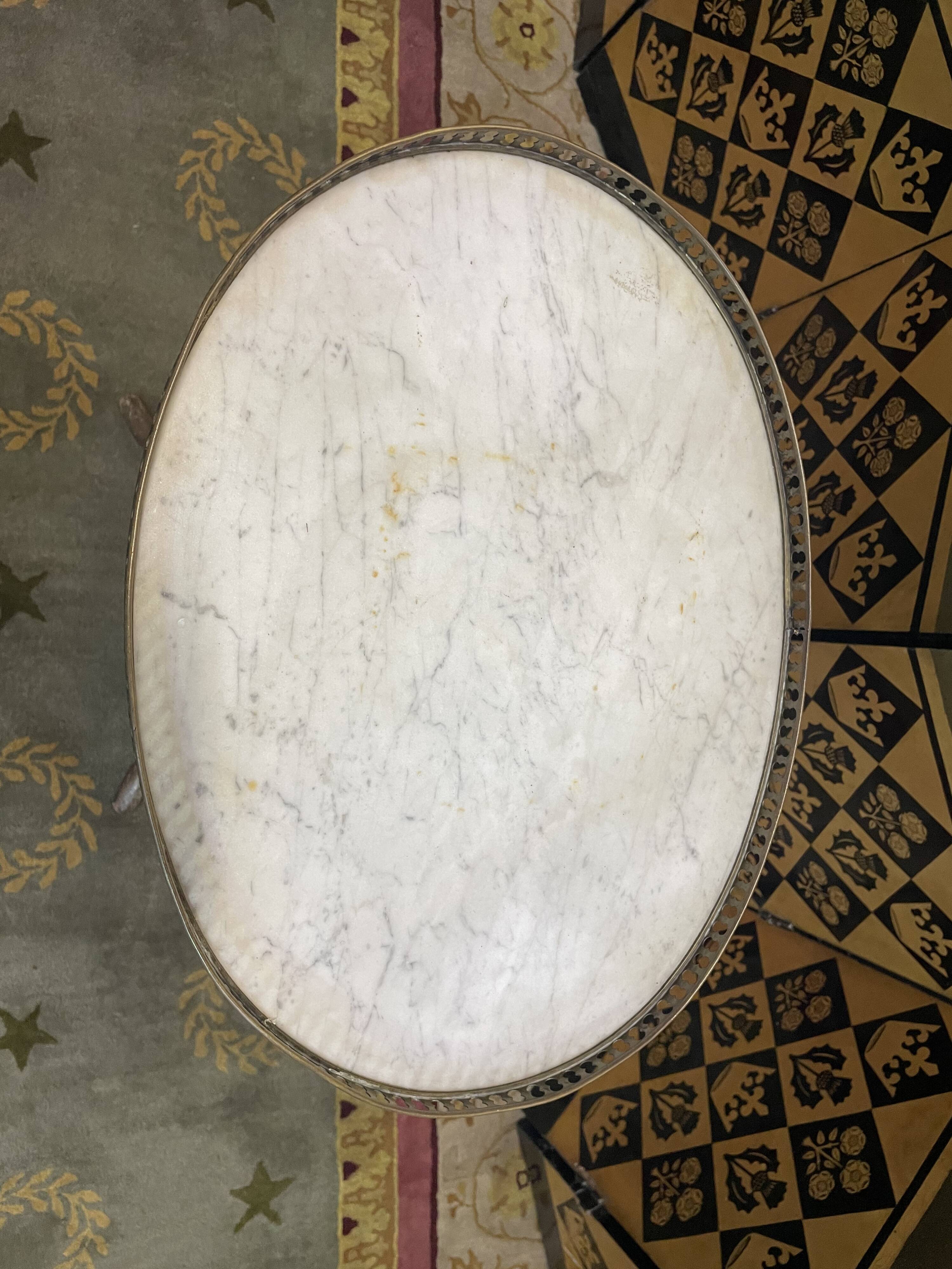 Louis XVI style pedestal table marble