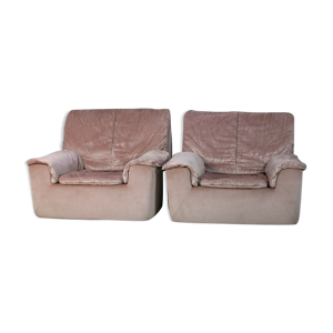 Paire de fauteuils mousse - velours rose