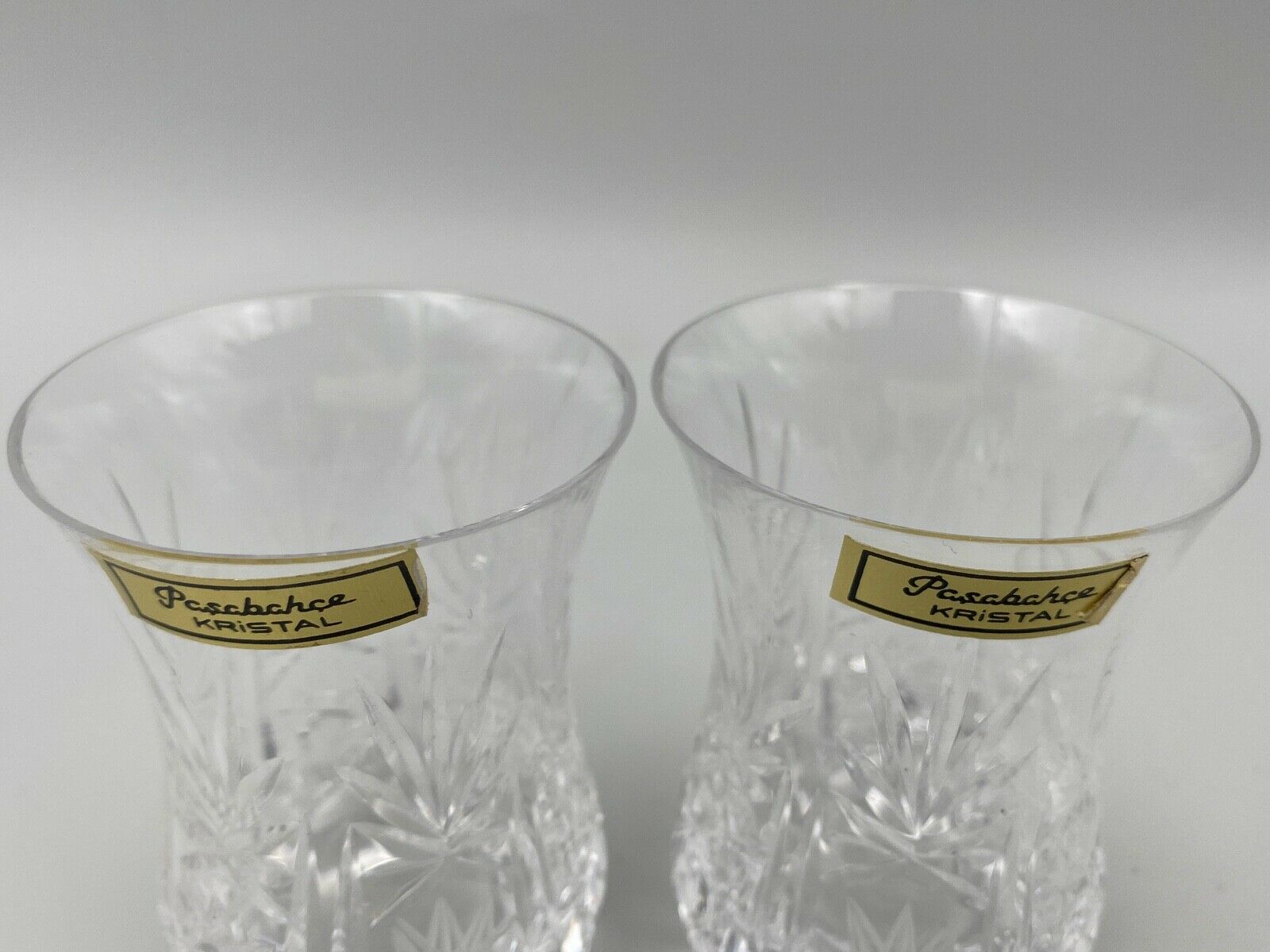 6 GLASSES A THE TURKISH CRISTAL PASBACHE UNDER CUP SPOONFULS JUMBO STAINLESS STEEL 18/8