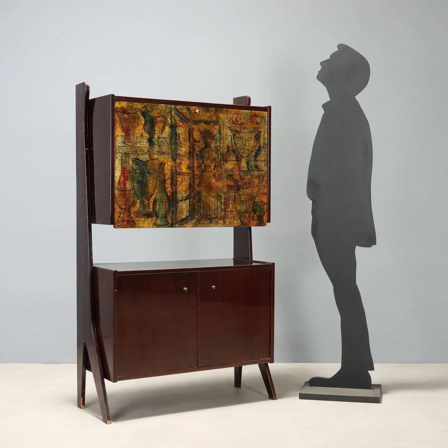 Vintage mahogany bar cabinet from the 1960s.