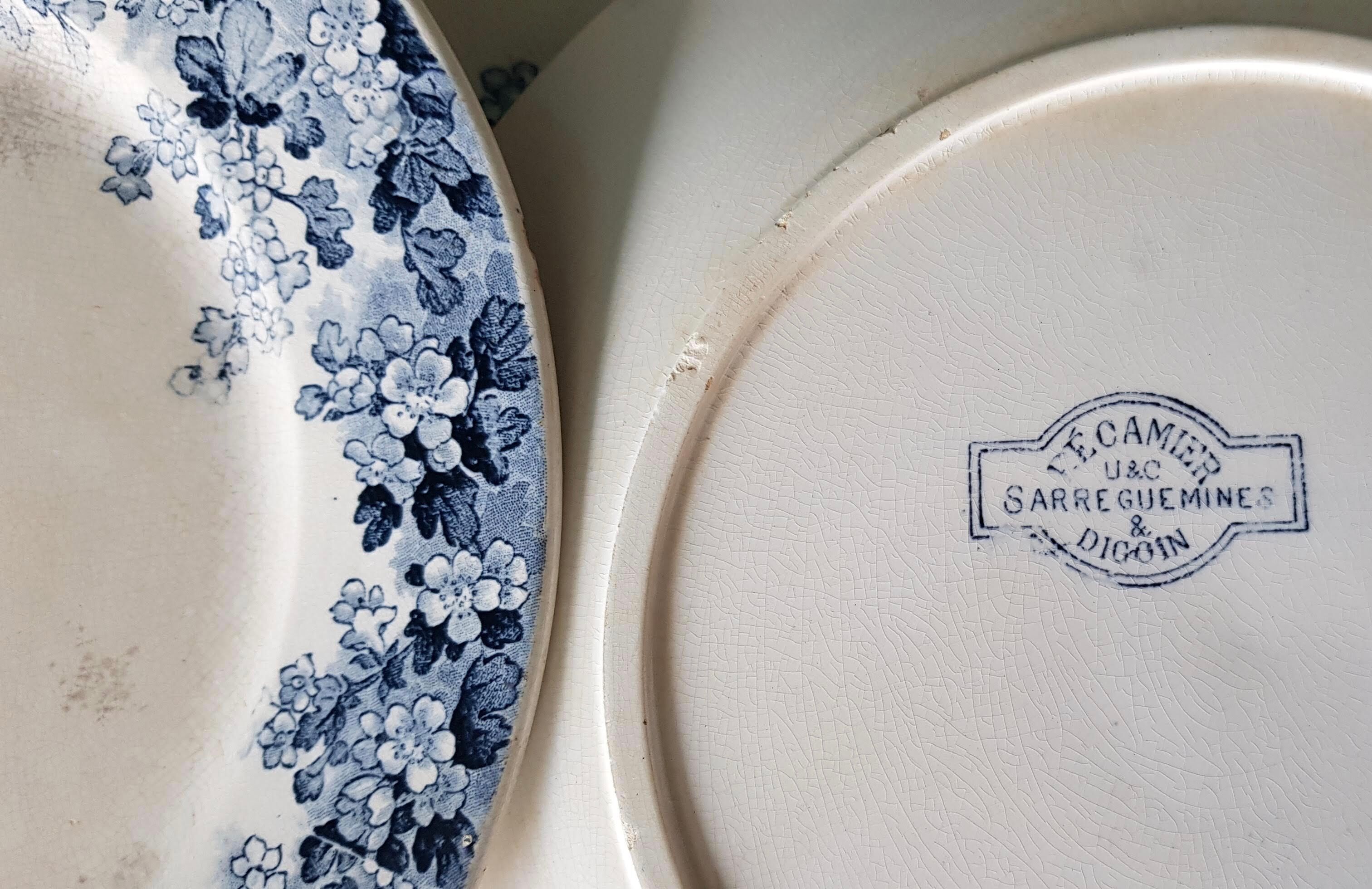 Ensemble de 6 assiettes plates Sarreguemines et Digoin  modèle Récamier