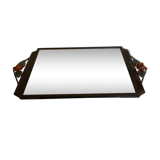 Art deco wrought iron wall mirror rose décor 64x38cm