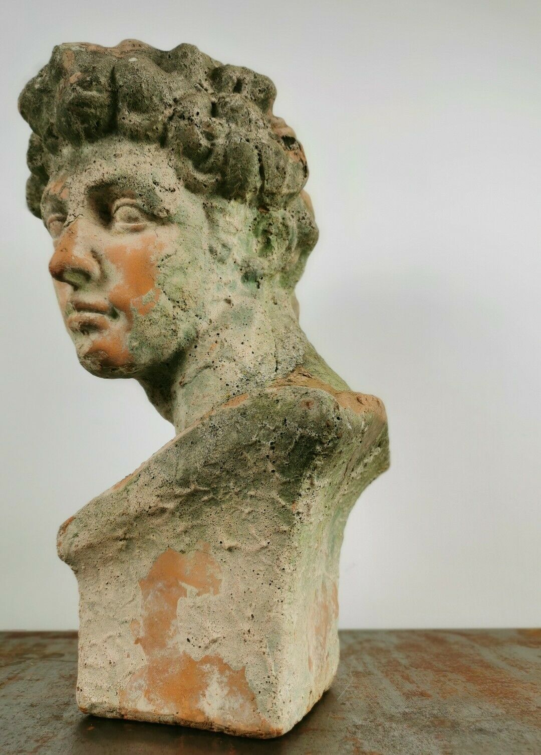 Antique 19th/20th century substantial terracotta Roman Michelangelo David Bust