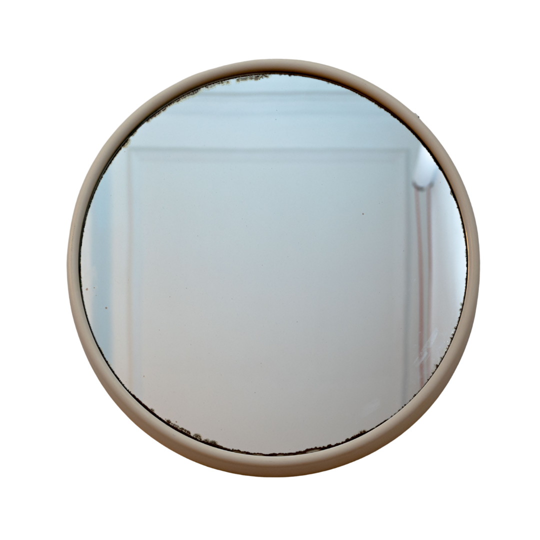 Space Age mirror with white plastic frame