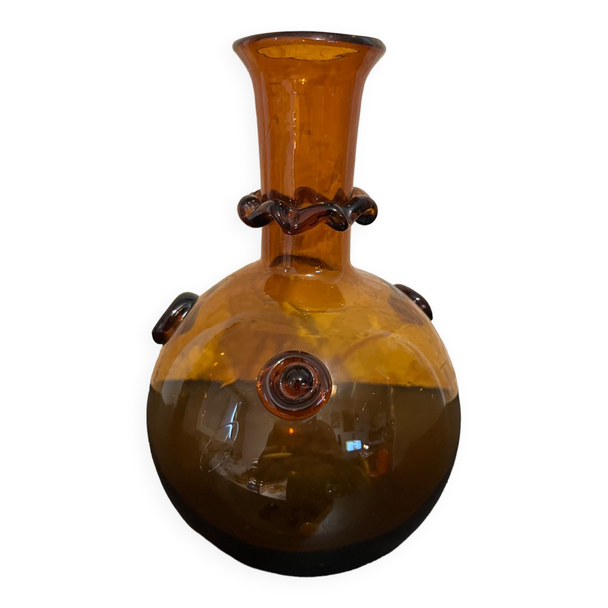 Amber blown glass vase