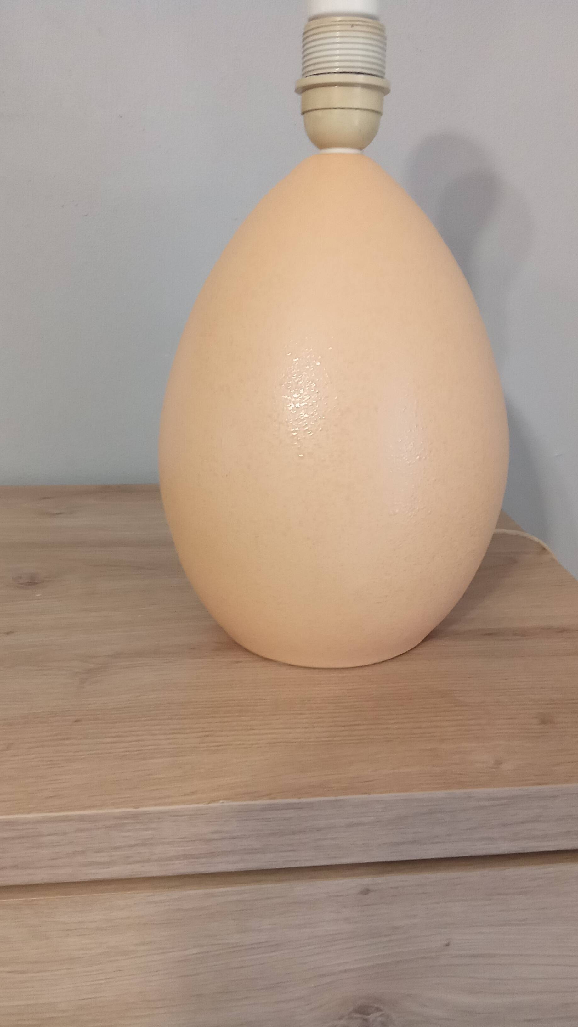Vintage ostrich egg shaped lamp, Brussels porcelain