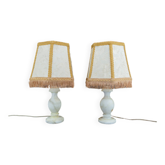 Paire de lampes en albâtre, Neo-Classique / Hollywood Regency, Italie, circa 1940-1950