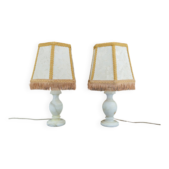 Pair of alabaster lamps, Neo-Classical / Hollywood Regency, Italy, circa 1940-1950