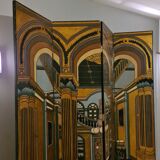 Wooden screen lasked and engraved circa 1980