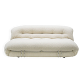 Mid-Century Modern Tobia Scarpa White Bouclé Wool Soriana Italian Sofa, 196