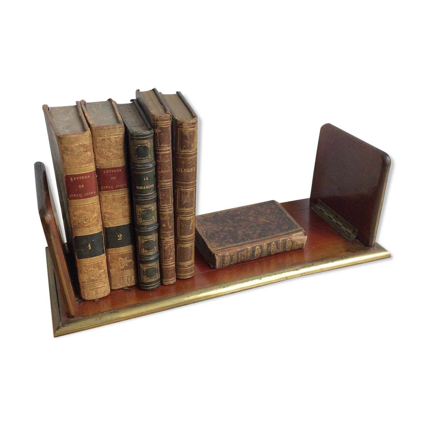 Folding bookend in Wood and Brass late nineteenth early twentieth