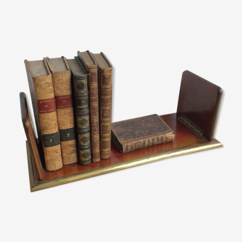 Serre-livres pliant en bois et laiton fin XlXème début XXème