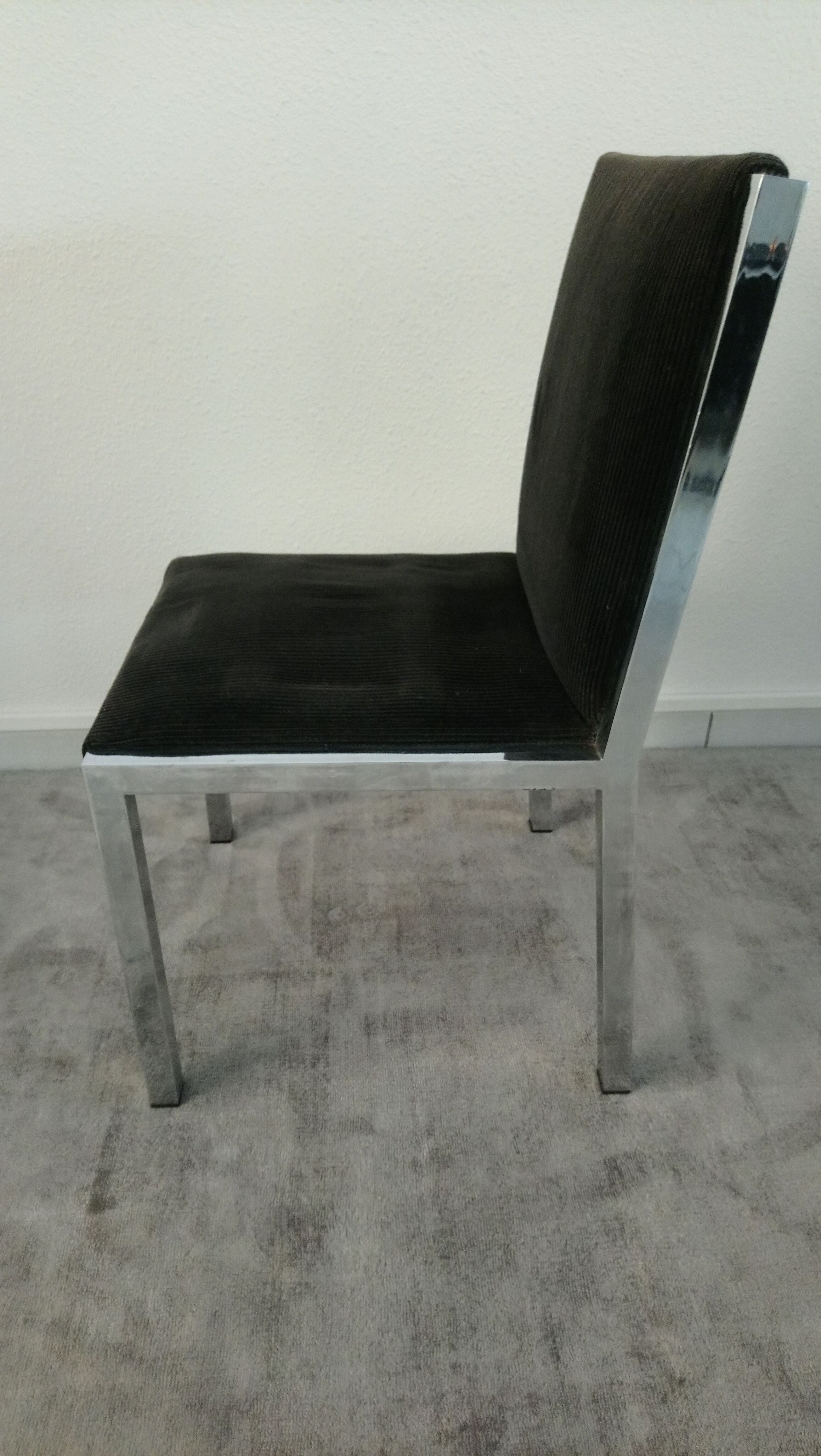 Set of 6 chairs Italian chrome and velvet black 70s