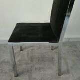 Set of 6 chairs Italian chrome and velvet black 70s