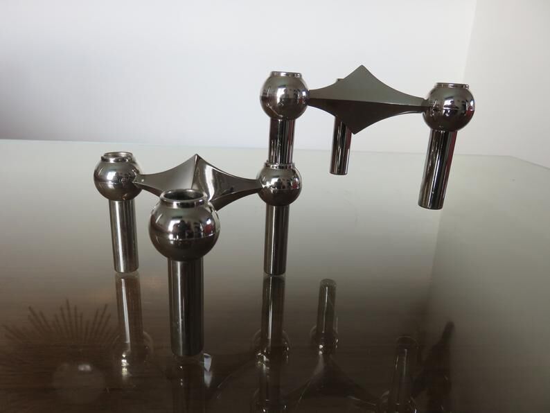 Pair of Scandinavian Nagel candlesticks "model S22" 70s