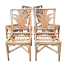Set de 6 chaises bambou motif palmier 1970