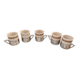 5 tasses à café support en métal à décor de frise géométrique - Excelsior Porcelaine 696