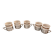 5 coffee cups, with metal support - Geometric frieze - Excelsior Porcelain 696