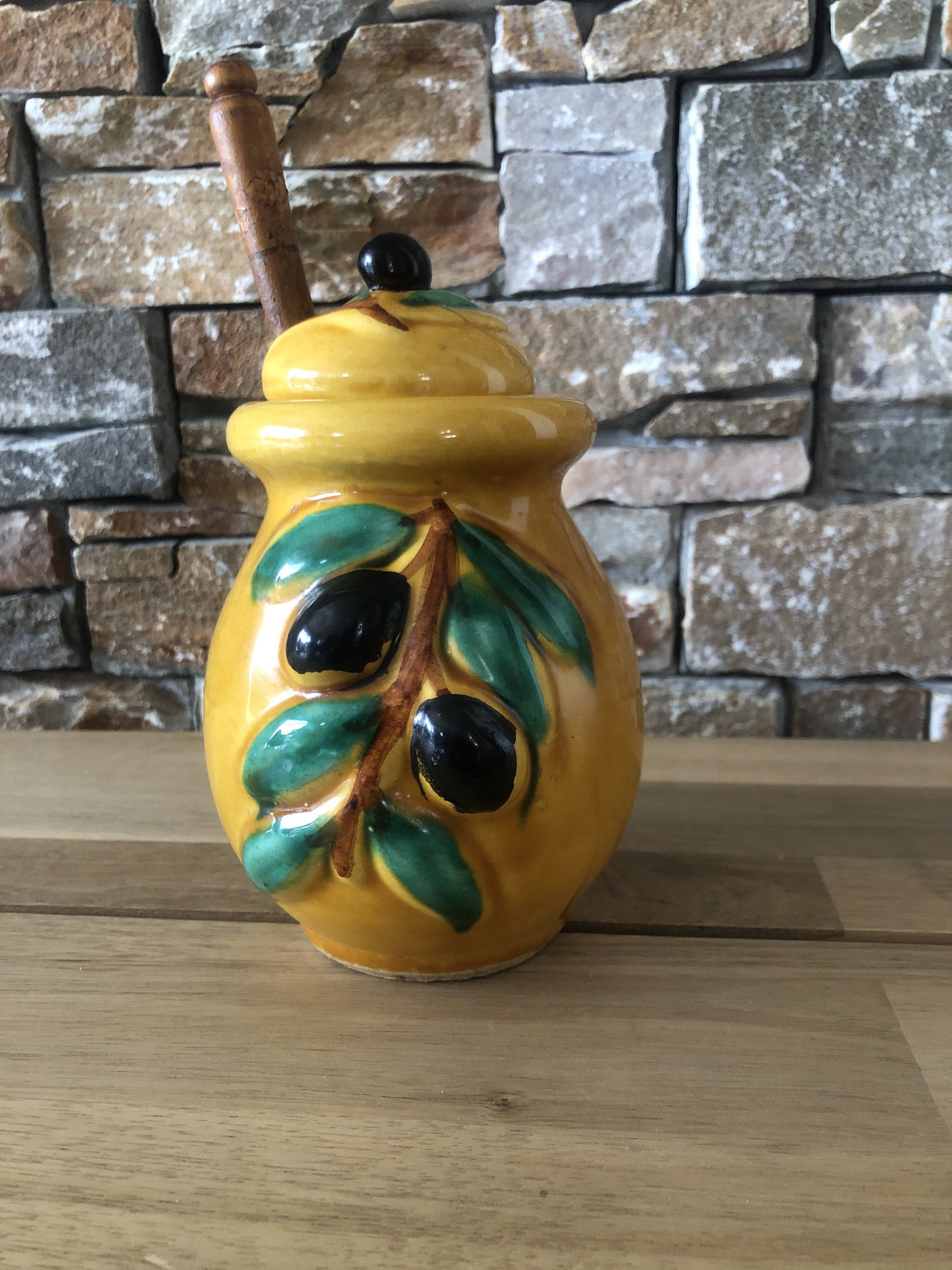 Olive pot with spoon Vallauris