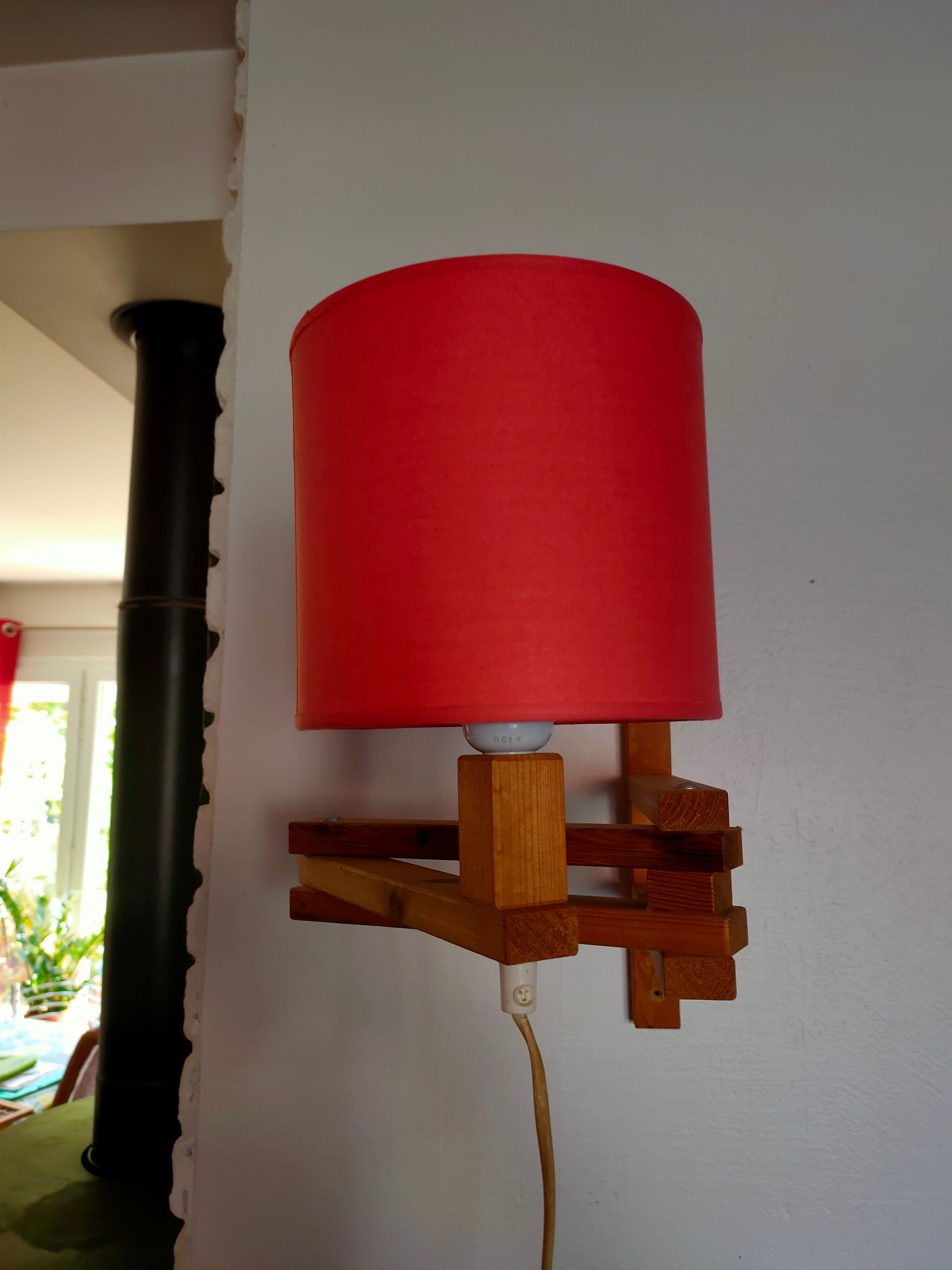 2 wooden wall lamps articulated 50s