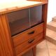 Varnished wooden sideboard with glass storage / vintage 60s-70s