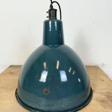Industrial Petrol Enamel Factory Pendant Lamp, 1960s