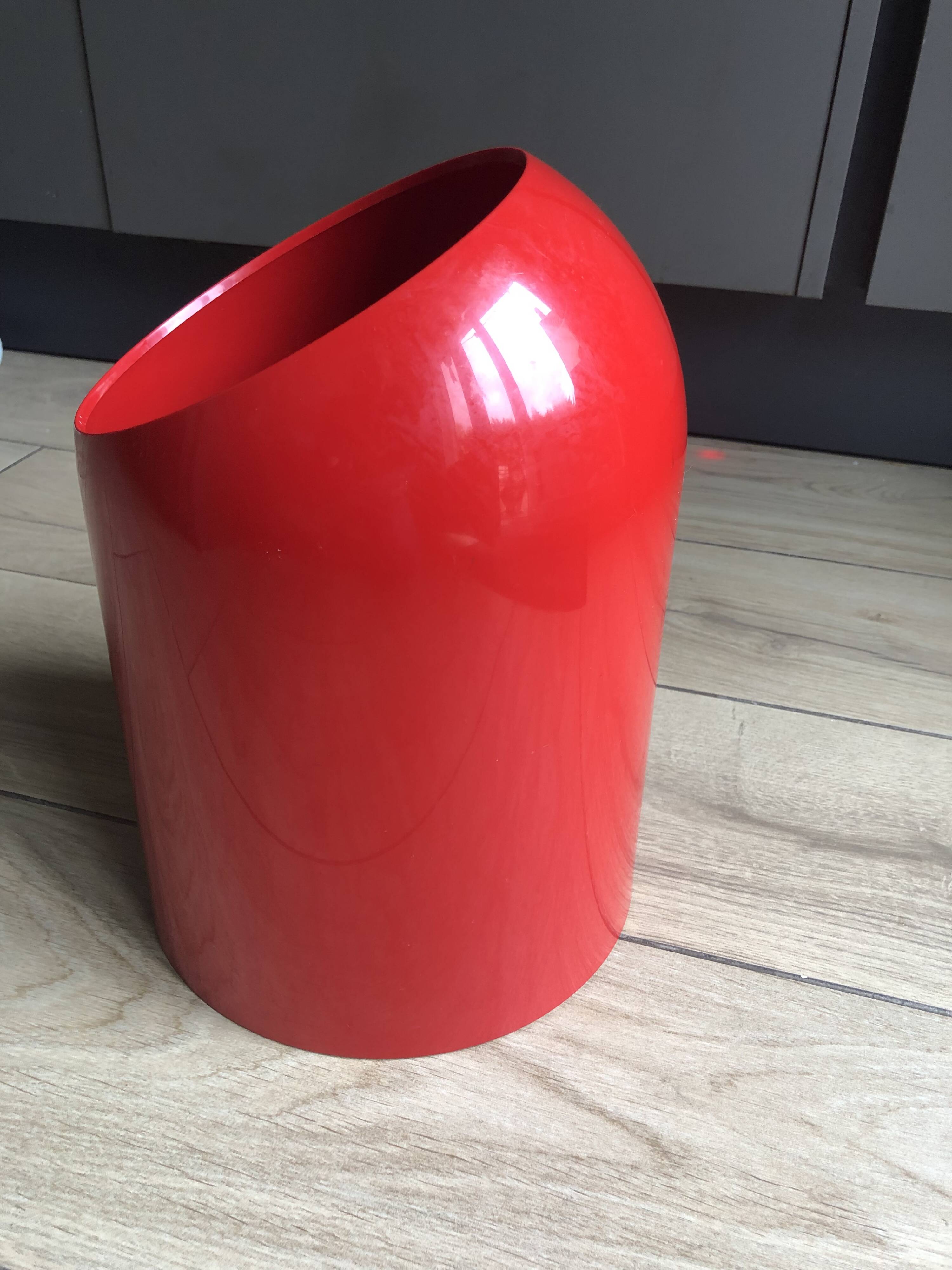 Vintage red paper bin MAKIO HASUIKE Gedy Italy