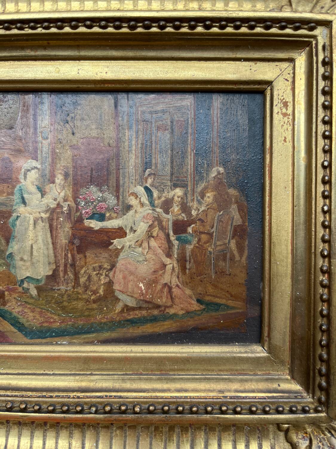 19th century painting, scene of women, signed Bouilh