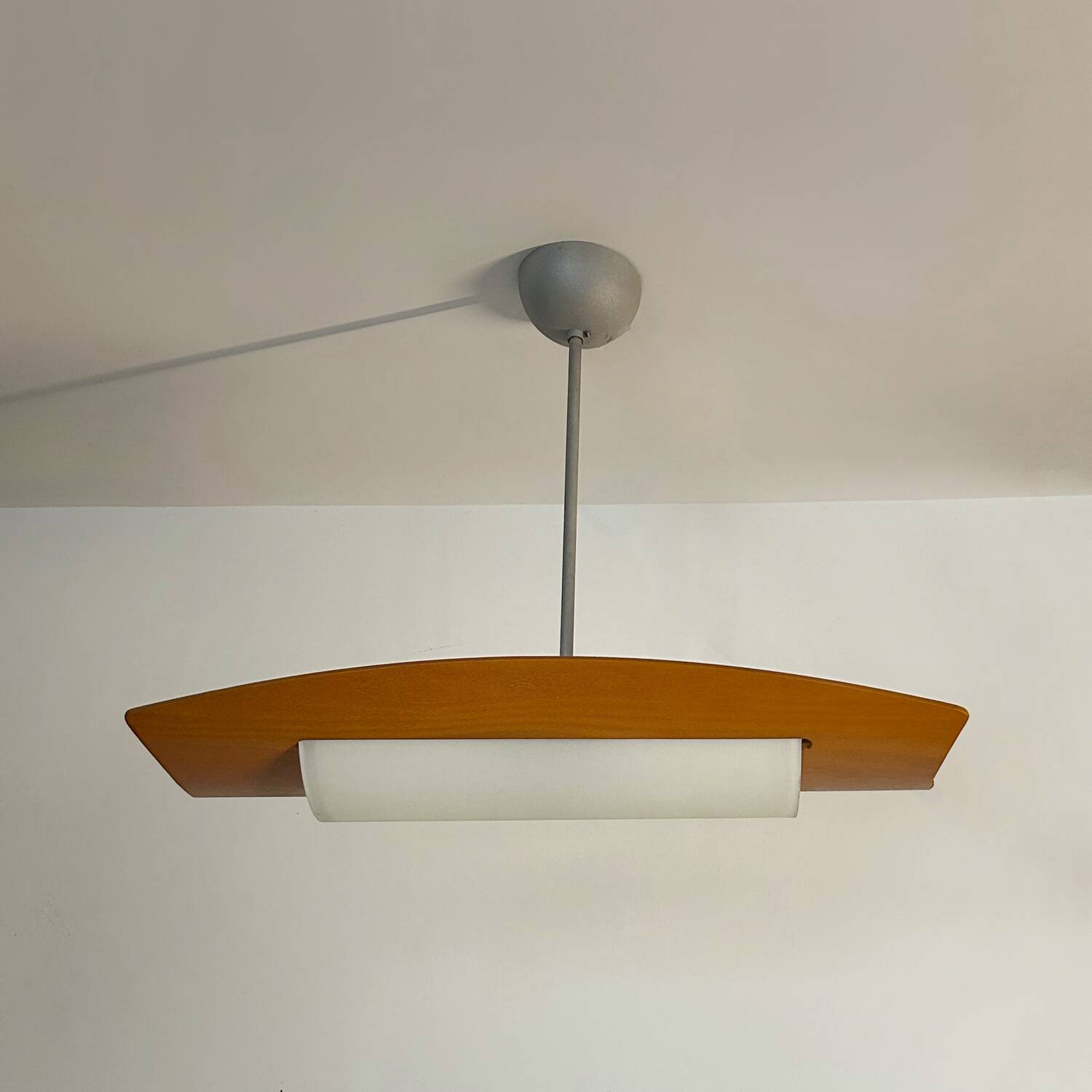 Designer wood and glass chandelier from the 2000s