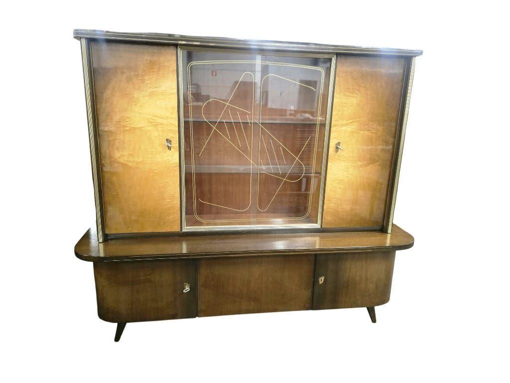 XL vintage wooden display cabinet/buffet/wall unit