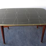 Folding table with black and gold painted glass, 1950