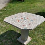 Cement and mosaic garden table from the 1960s