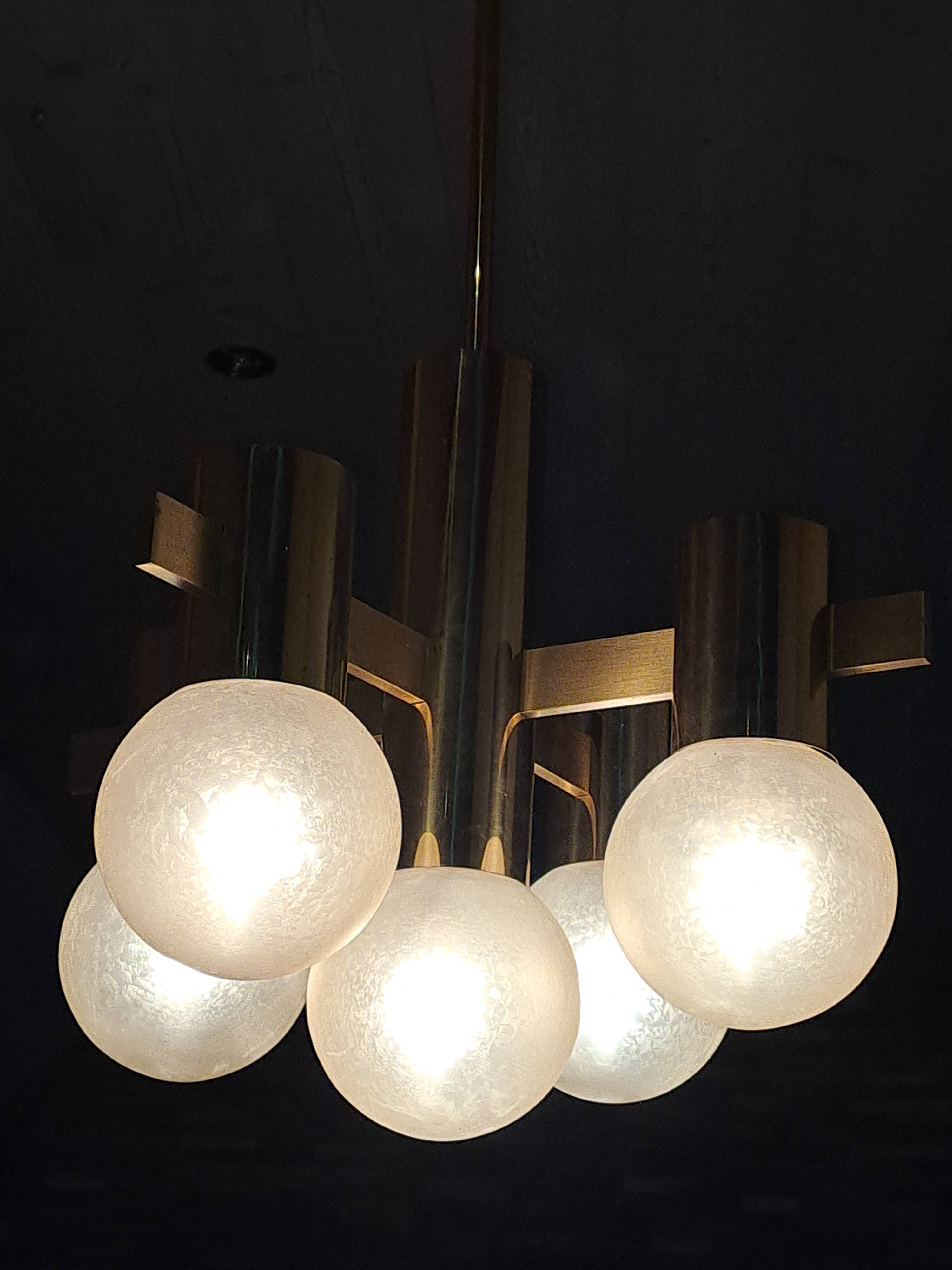 Brass globe chandelier by Hans Agne Jakobsson from the 1960s