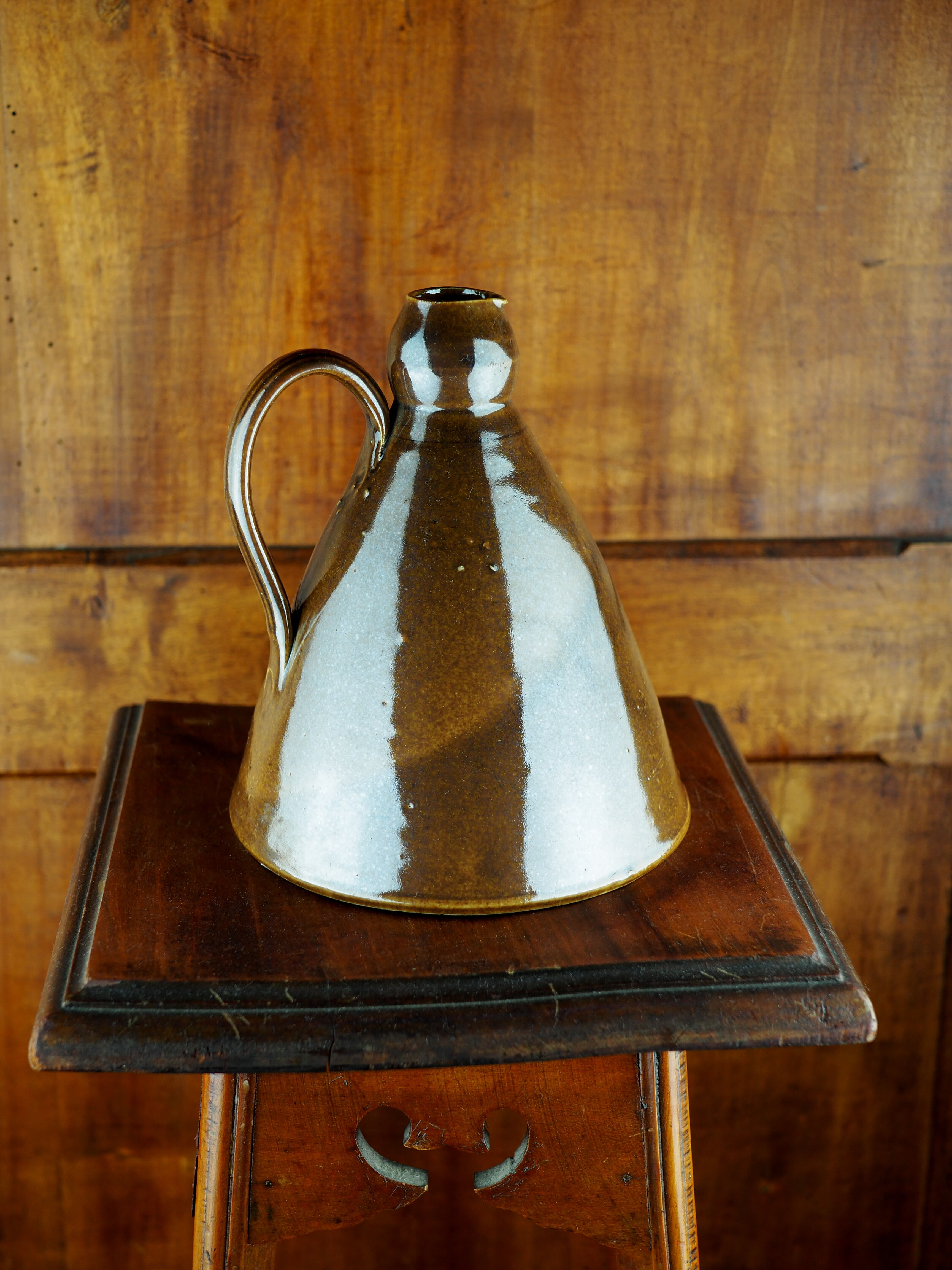 Conical pitcher with brown glaze - folk art - early twentieth century