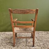 Straw and wood armchair