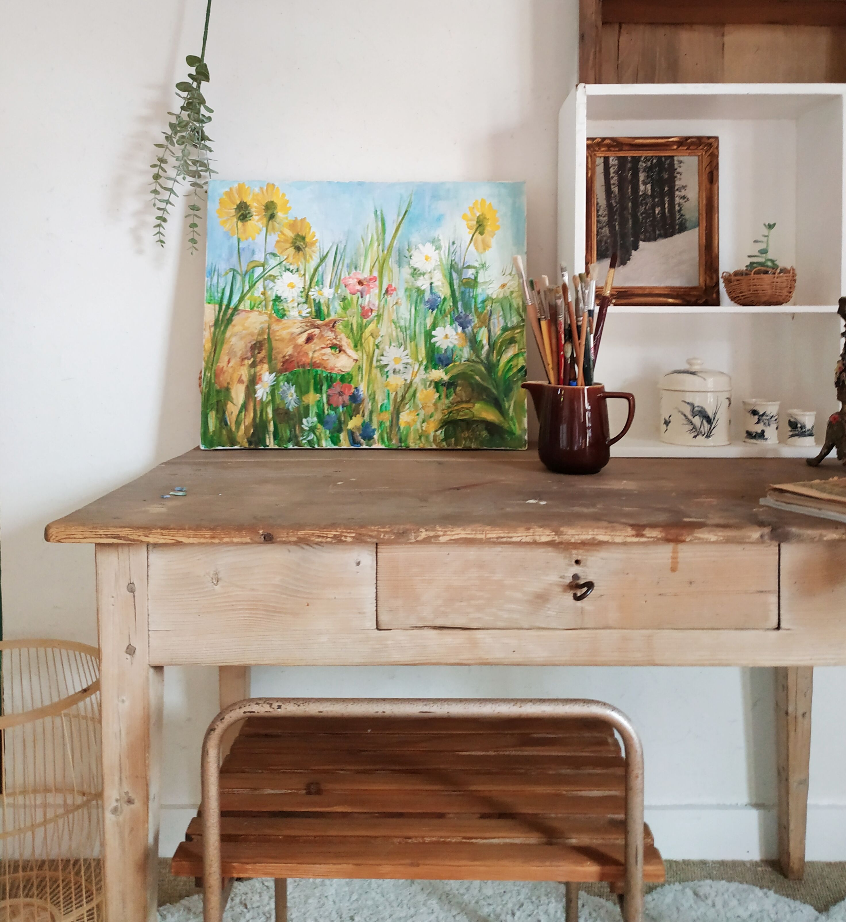 Peinture tableau scène champêtre