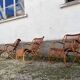 Trio de 3 fauteuils chaises rotin bambou vintage 1950