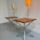 Side table / bedside table with designer lighting, Ligne Roset metal and wood