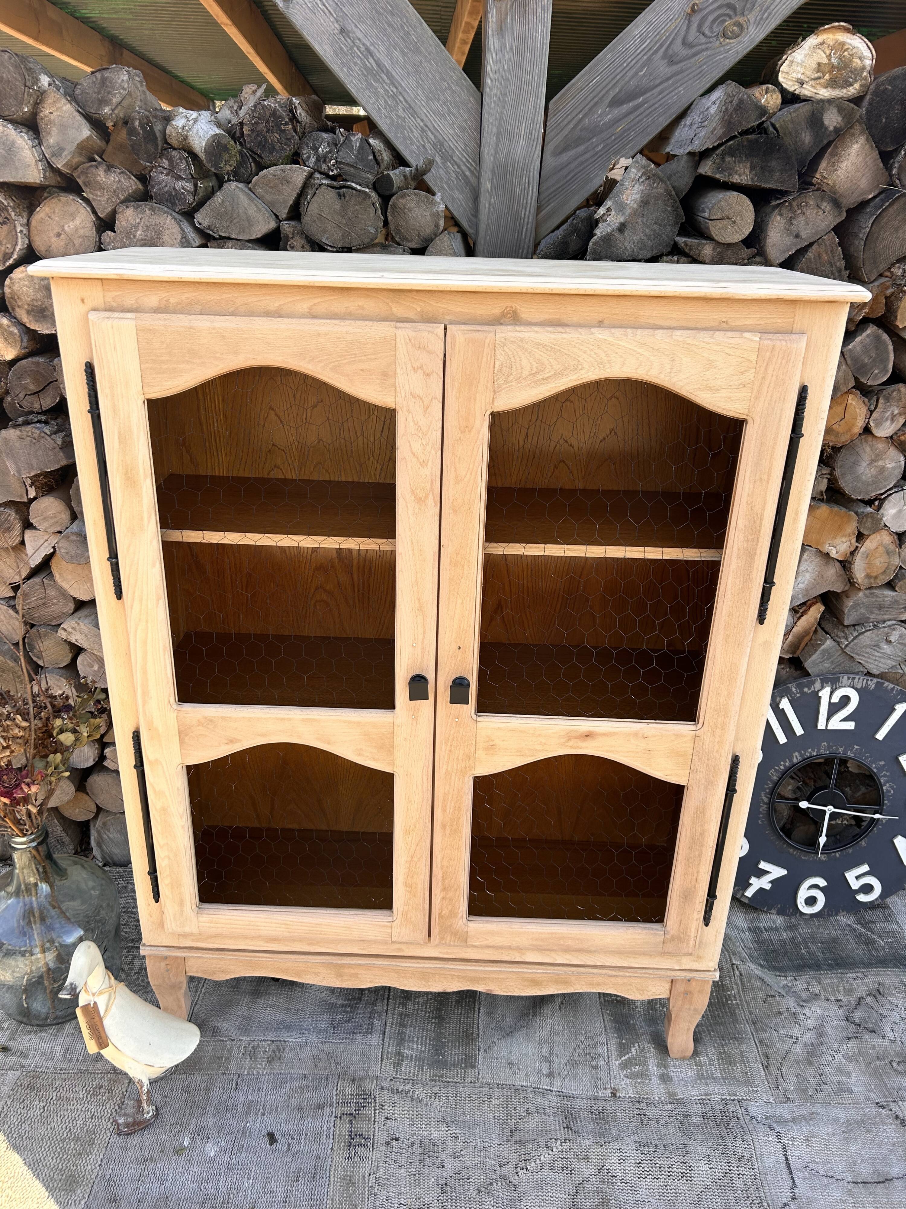 Refurbished solid wood display cabinet/sideboard