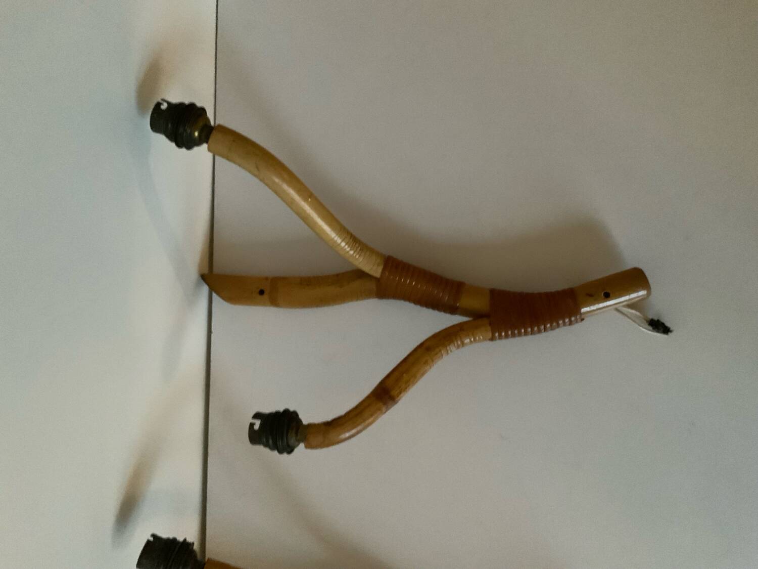 Rattan wall light trio