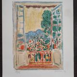 Lithographie originale signée-numérotée, vue de la terrasse, Andre Cottavoz, 12/125