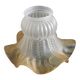 Vintage French Opaque White Glass Replacement Shade with Frilled Amber Edge