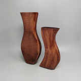 Paire de vases bruns en métal, fabriqué en Italie 1970