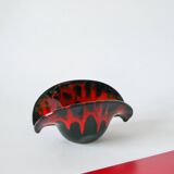 Vallauris style black and red ceramic pocket tray 1970