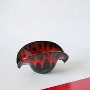 Vide-poche en céramique noir et rouge style Vallauris 1970